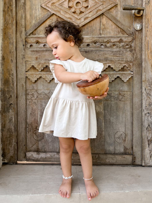 Girls cotton dress in Beige